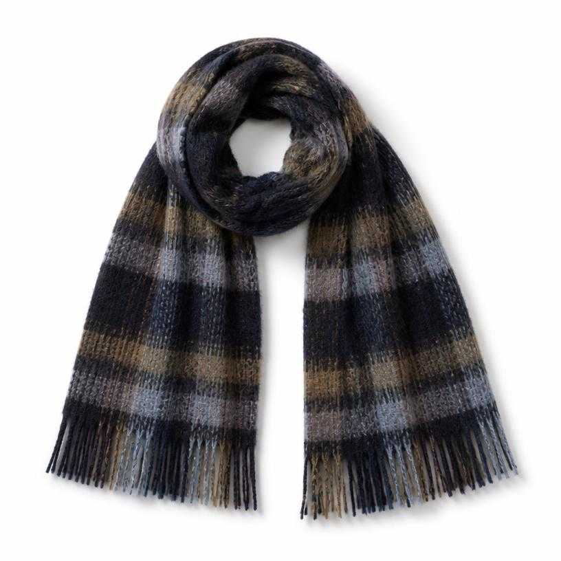 Generated item image of navy plaid brushed knit scarf