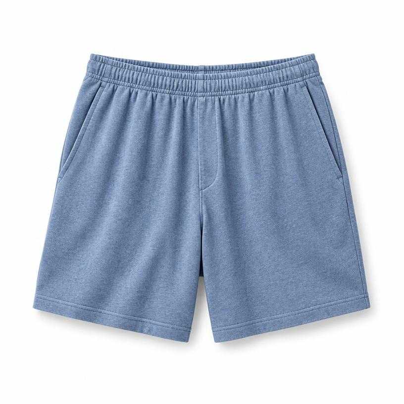 Generated item image of relaxed medium blue above-knee cotton jersey shorts