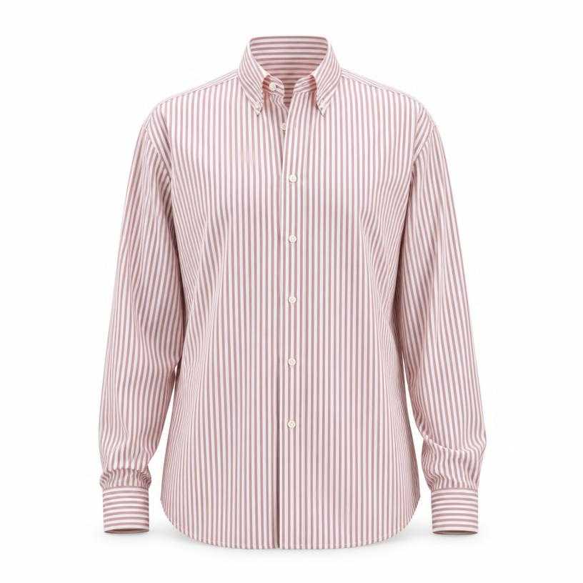 Generated item image of relaxed white striped woven cotton button-down shirt