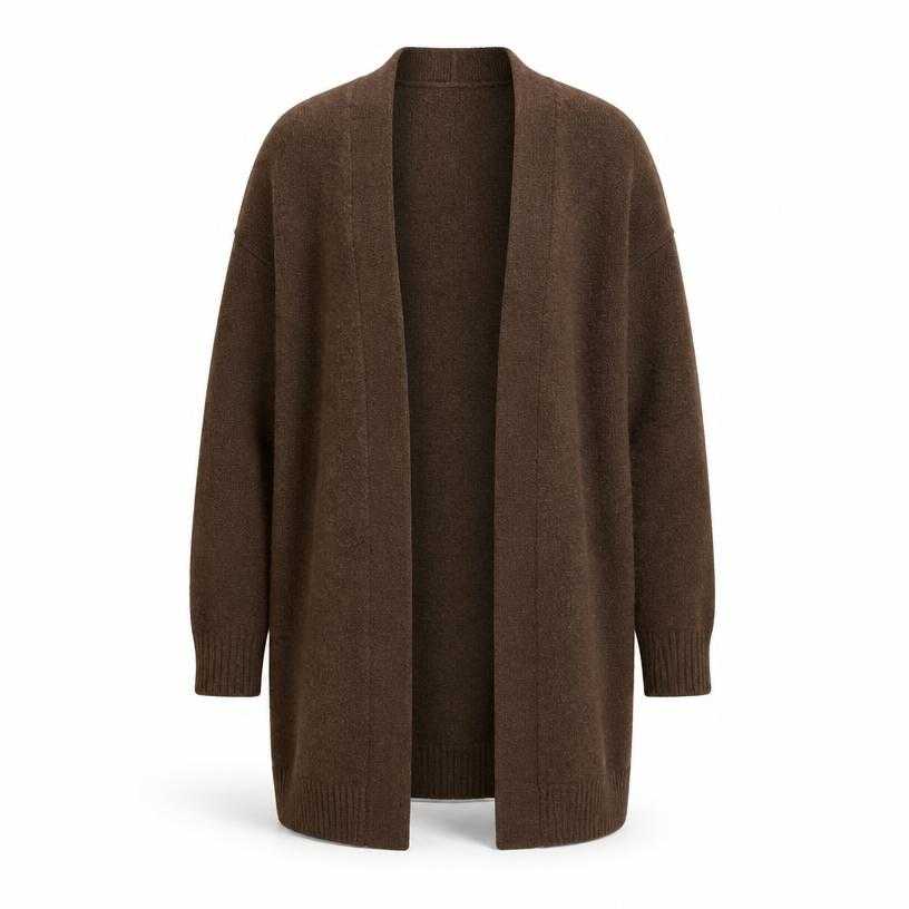 Generated item image of relaxed brown open front knit cardigan