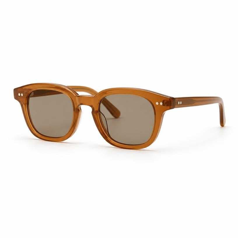 Generated item image of amber brown rounded rectangular acetate sunglasses