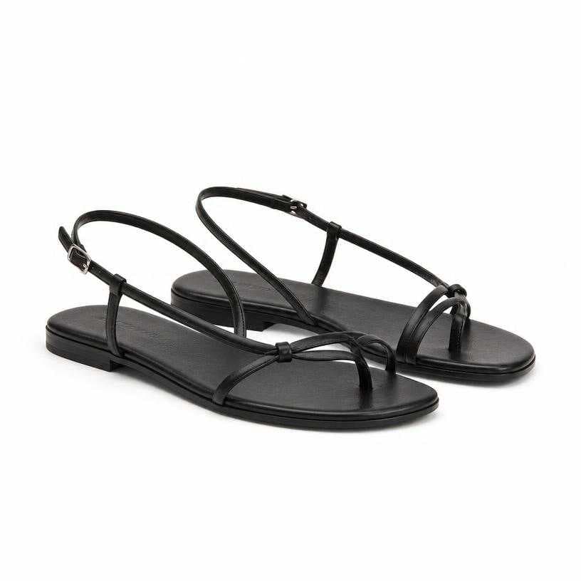 Generated item image of fitted black strappy flat sandals