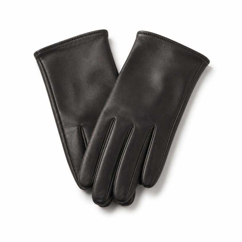 Generated item image of fitted black short leather-like material gloves