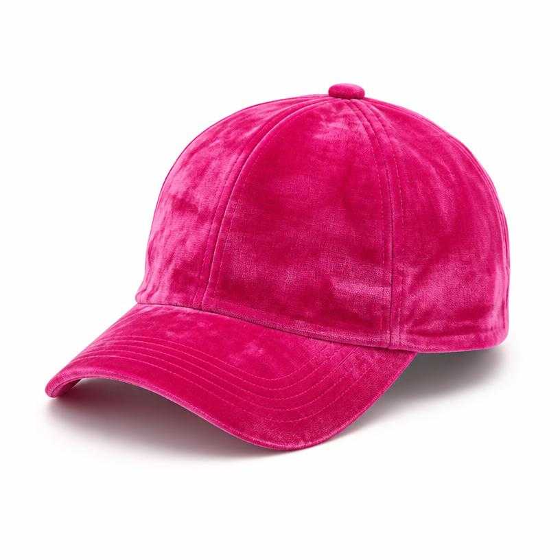 Generated item image of fitted hot pink baseball shape velvet-like fabric cap