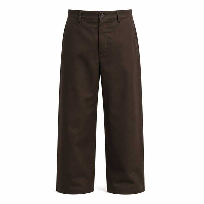 Generated item image of relaxed dark brown straight-leg woven fabric trousers