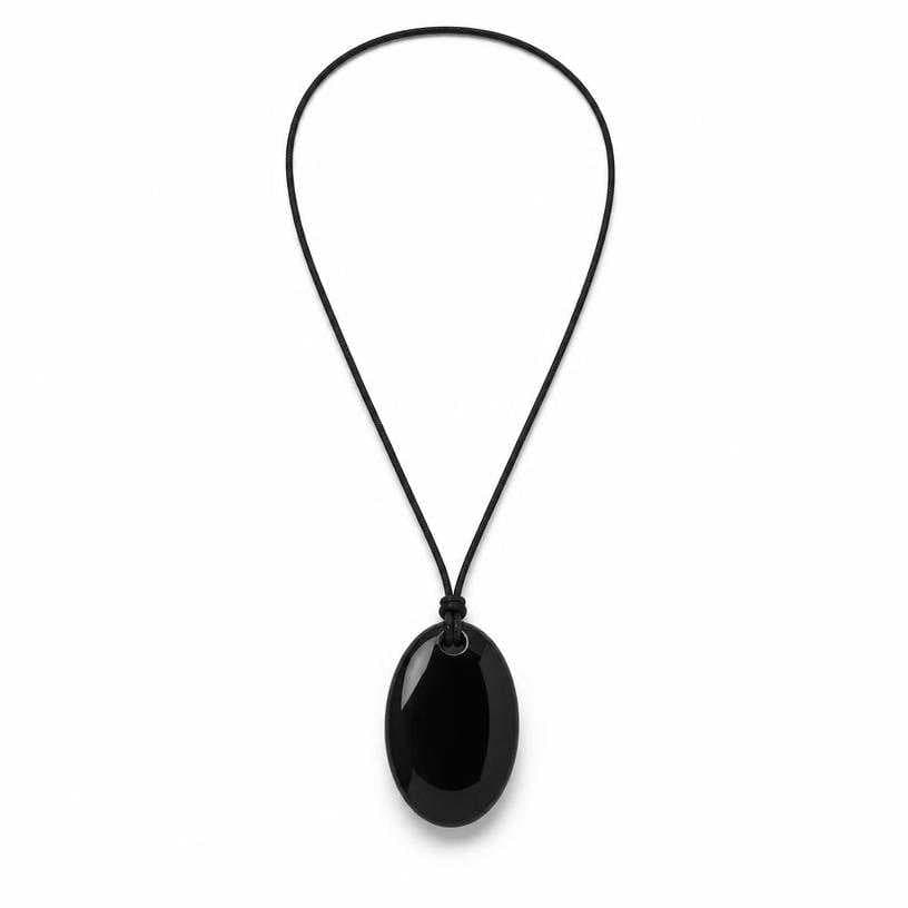 Generated item image of black oval pendant pendant necklace