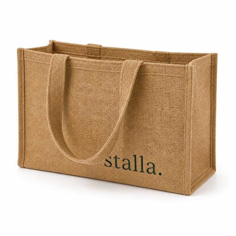 Generated item image of tan large rectangular woven textile tote bag