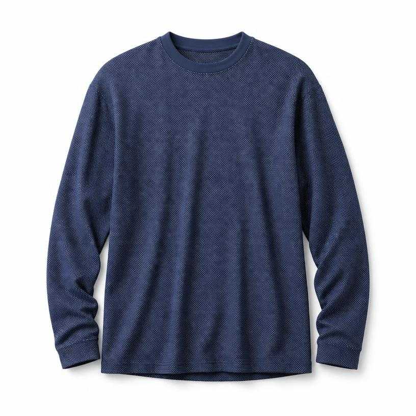Generated item image of relaxed dark blue long-sleeve dotted knit base layer