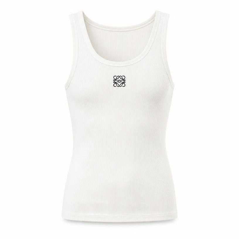 Generated item image of fitted white ribbed knit cotton tank top