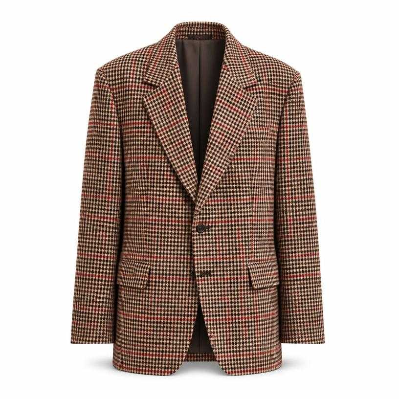 Generated item image of relaxed brown checked woven suiting fabric blazer
