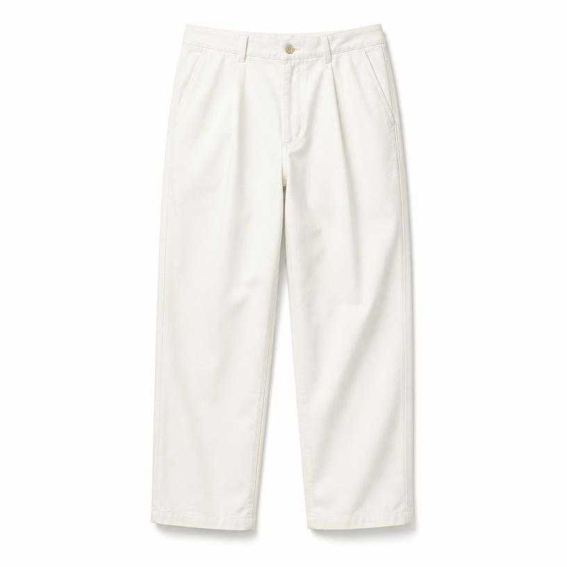 Generated item image of relaxed white cotton twill trousers