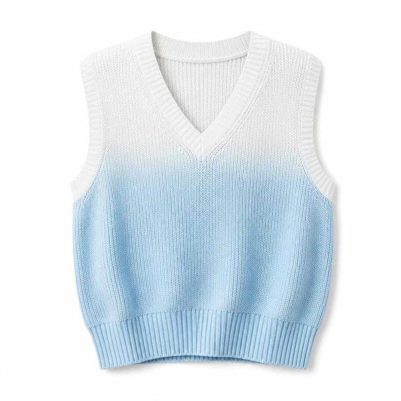 Generated item image of relaxed pale blue sleeveless knit sweater vest