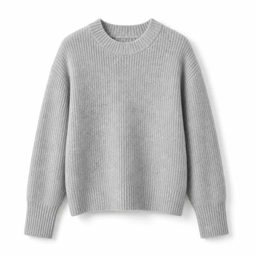 Generated item image of relaxed light grey ribbed knit sweater