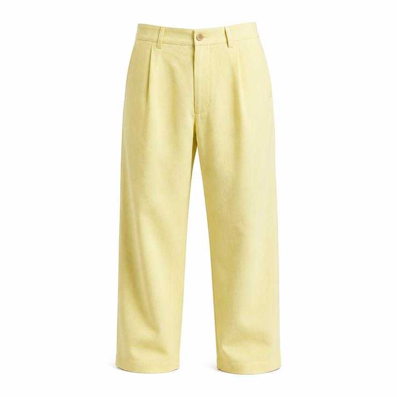 Generated item image of relaxed pale yellow straight-leg woven fabric trousers