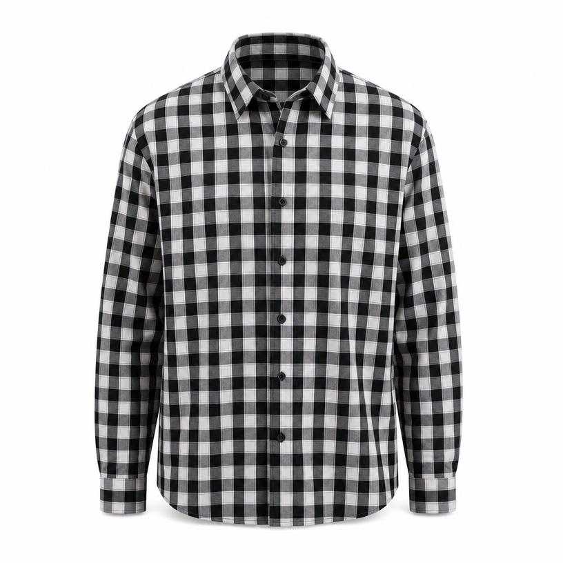Generated item image of relaxed black and white checked button-up shirt