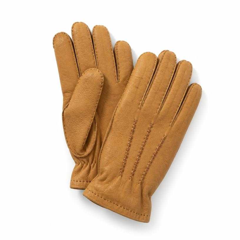 Generated item image of fitted tan brown stitched panels leather gloves