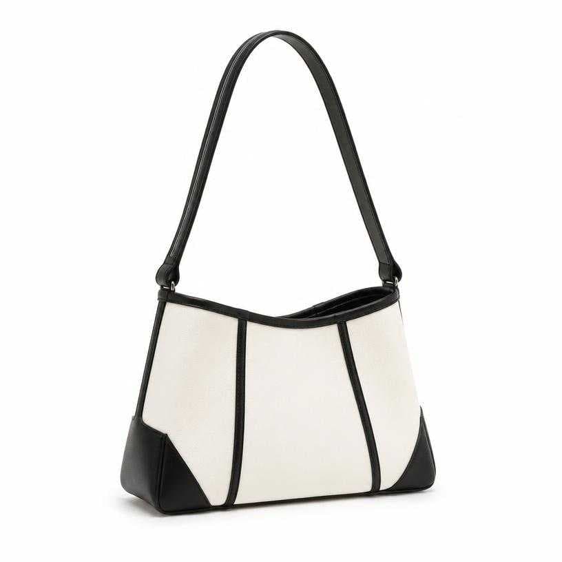 Generated item image of black and white structured shoulder bag