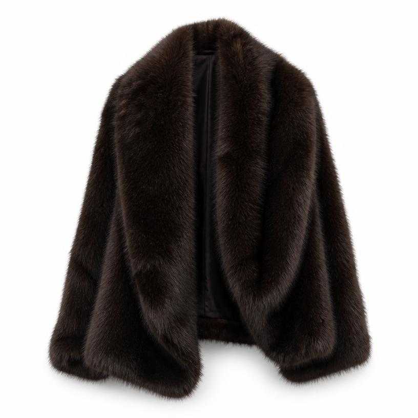 Generated item image of black-brown plush fur-like pile outerwear