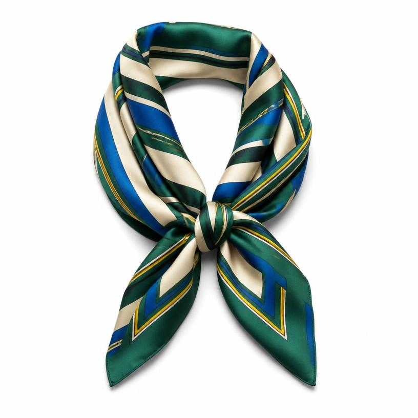 Generated item image of multicolor striped silky fabric neck scarf