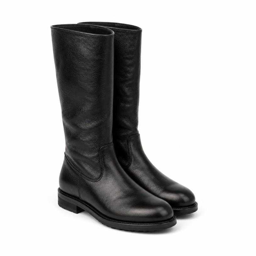 Generated item image of fitted black tall shaft leather boots