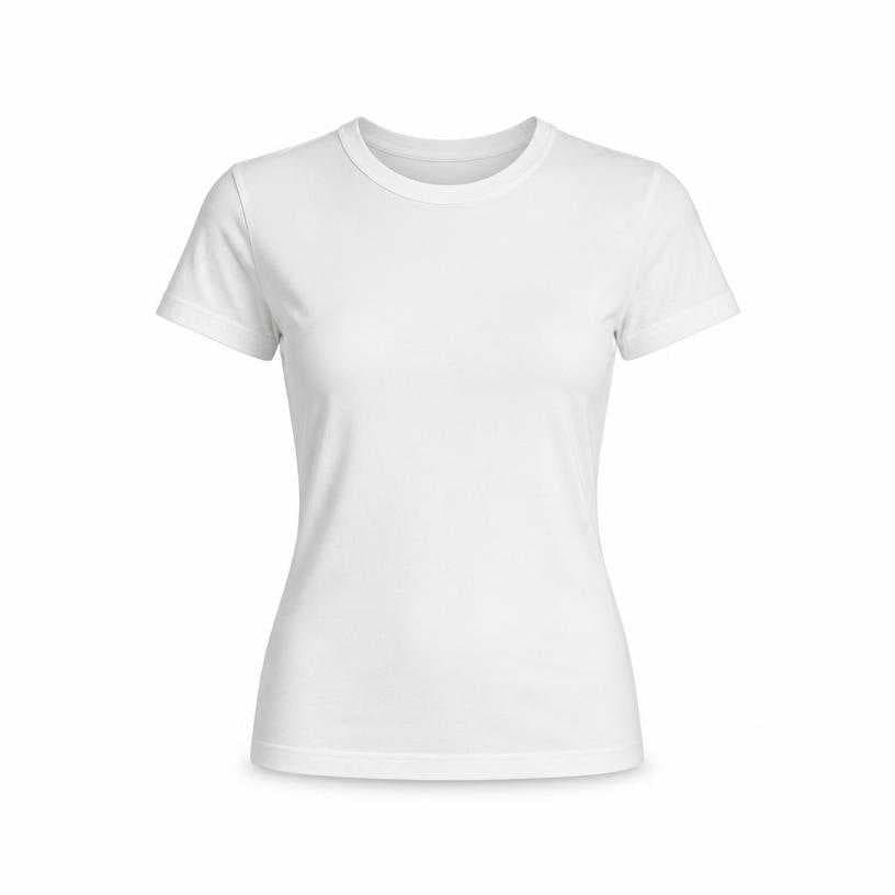 Generated item image of fitted white crew neck cotton jersey t-shirt