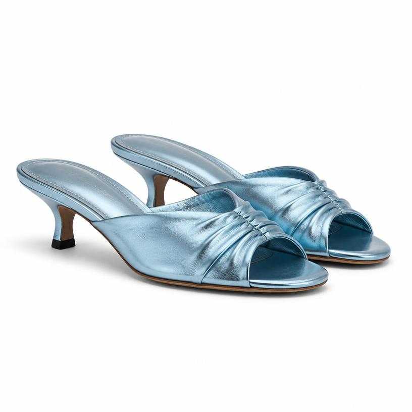 Generated item image of metallic pale blue open toe mules