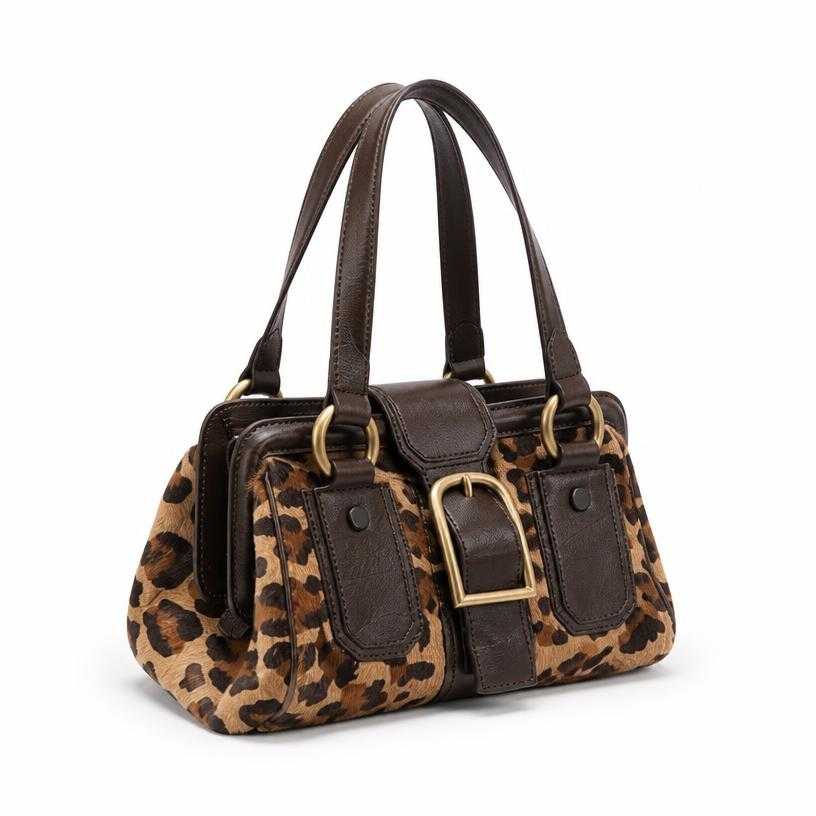 Generated item image of tan and brown leopard print shoulder bag