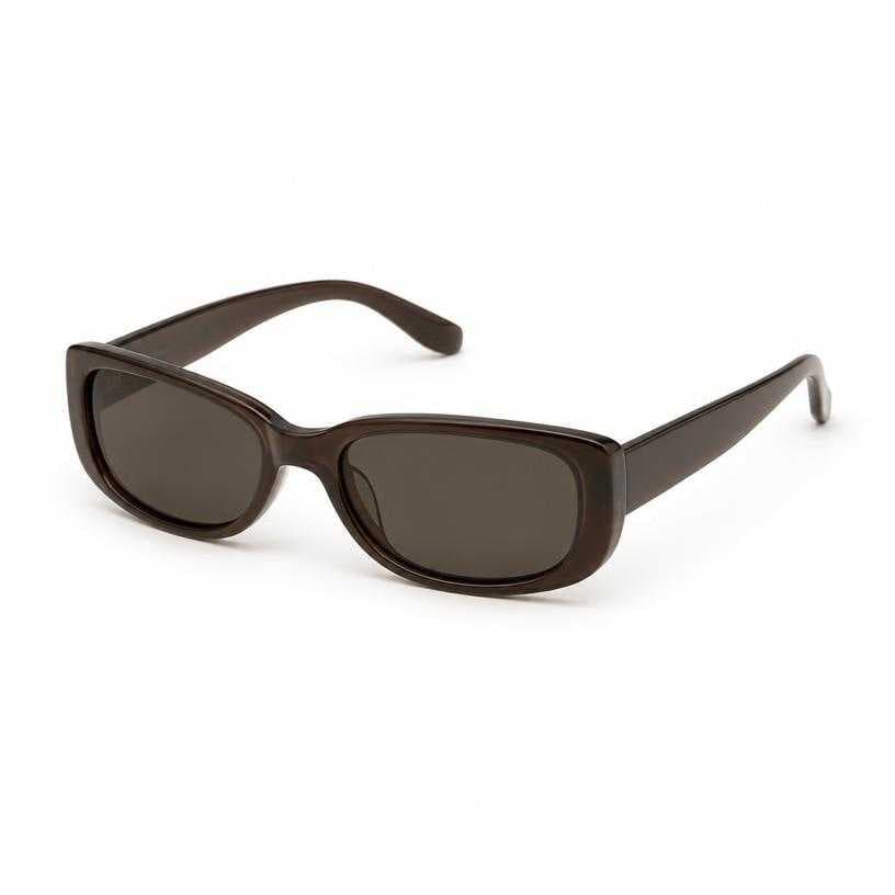 Generated item image of dark brown slim frame glossy plastic sunglasses