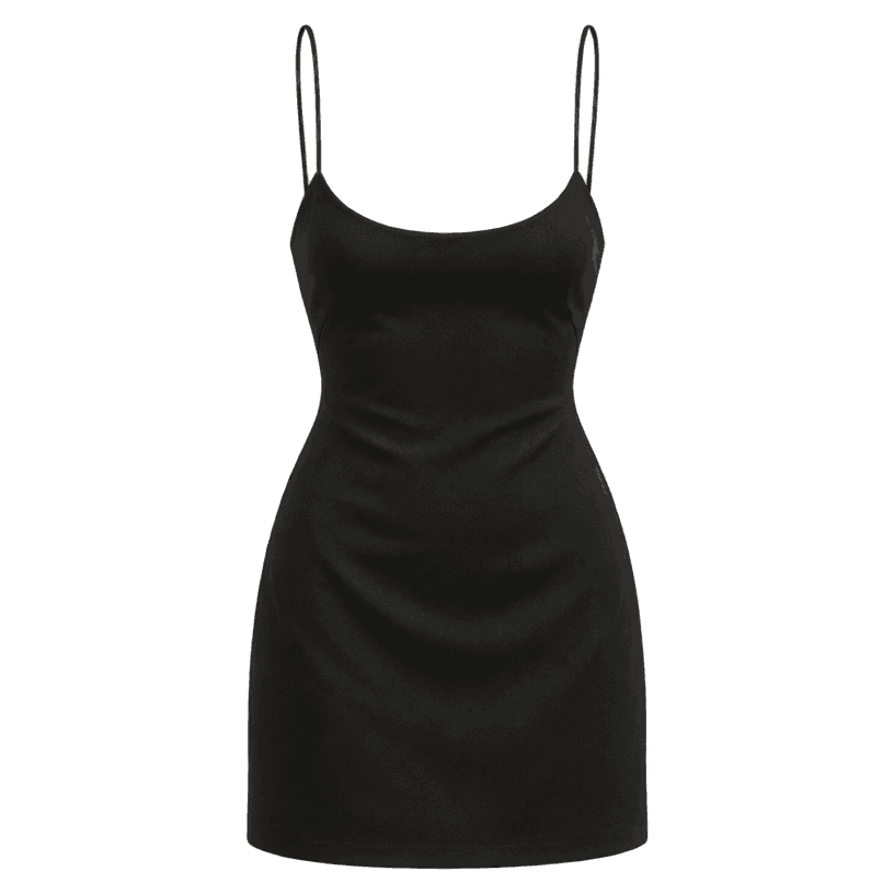 Generated item image of fitted black spaghetti strap mini dress