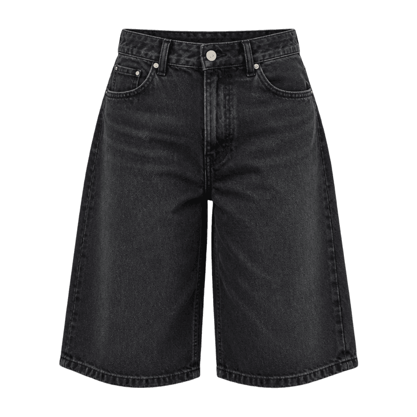 Generated item image of relaxed black knee length denim shorts