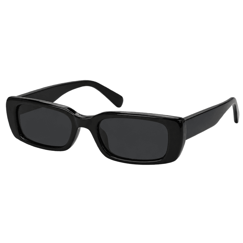 Generated item image of black narrow rectangular glossy acetate sunglasses