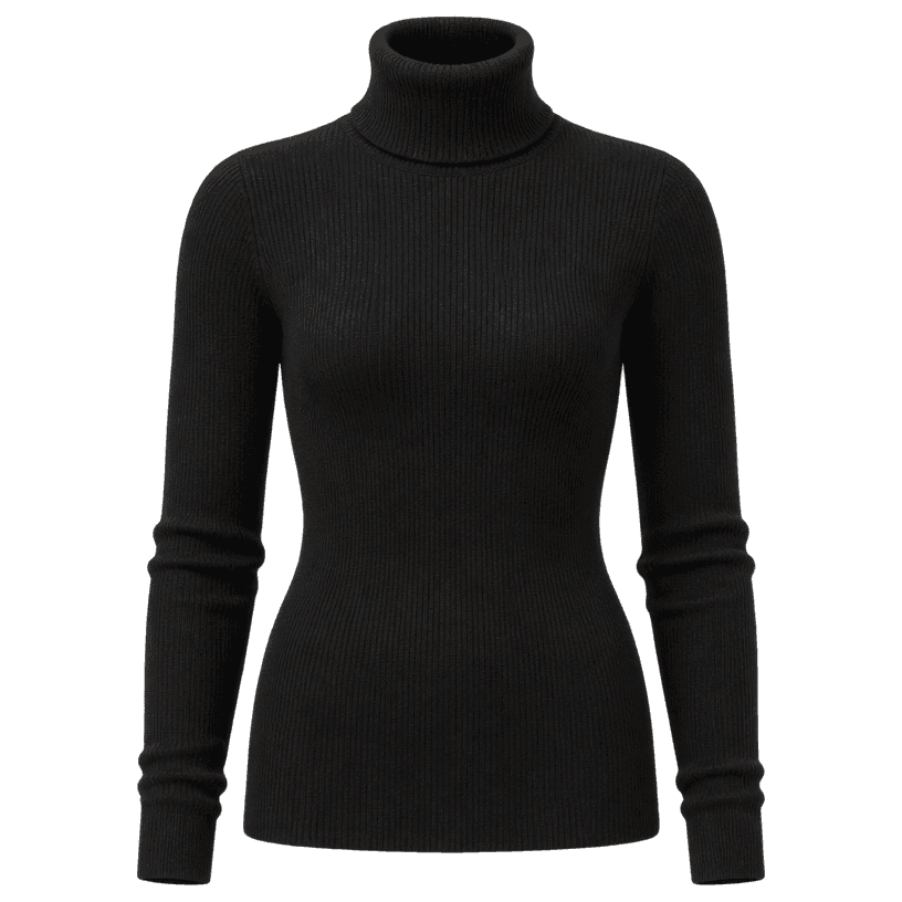 Imatge generada de la peça top de punt negre ajustat de coll alt