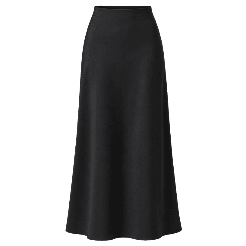 Generated item image of relaxed black long smooth woven skirt