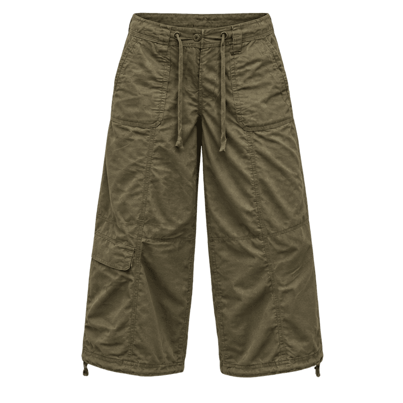 Nabuong larawan ng item: oversized na olive brown na cargo na pantalon na washed cotton twill