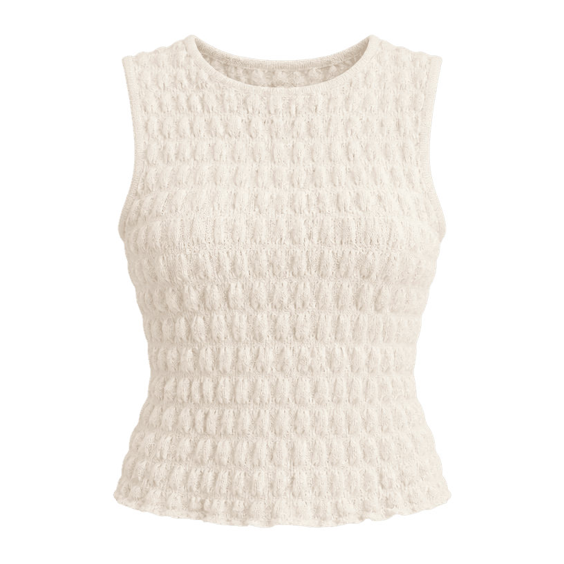 Generated item image of relaxed cream textured sleeveless top