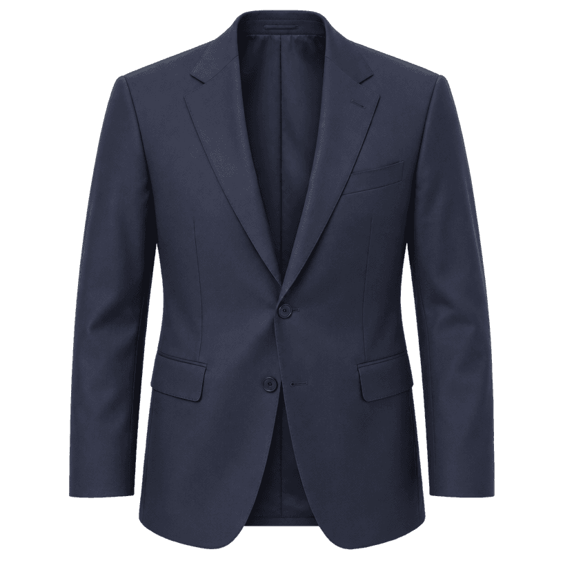Generated item image of fitted dark navy single-breasted smooth suiting fabric suit jacket