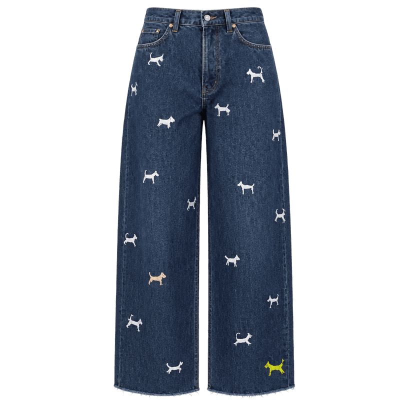 Generated item image of relaxed dark indigo blue wide straight leg denim jeans