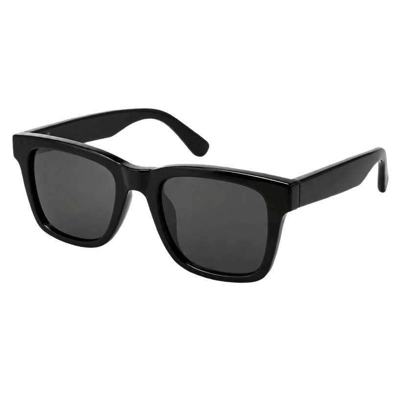 Generated item image of black rectangular glossy acetate-like frame sunglasses