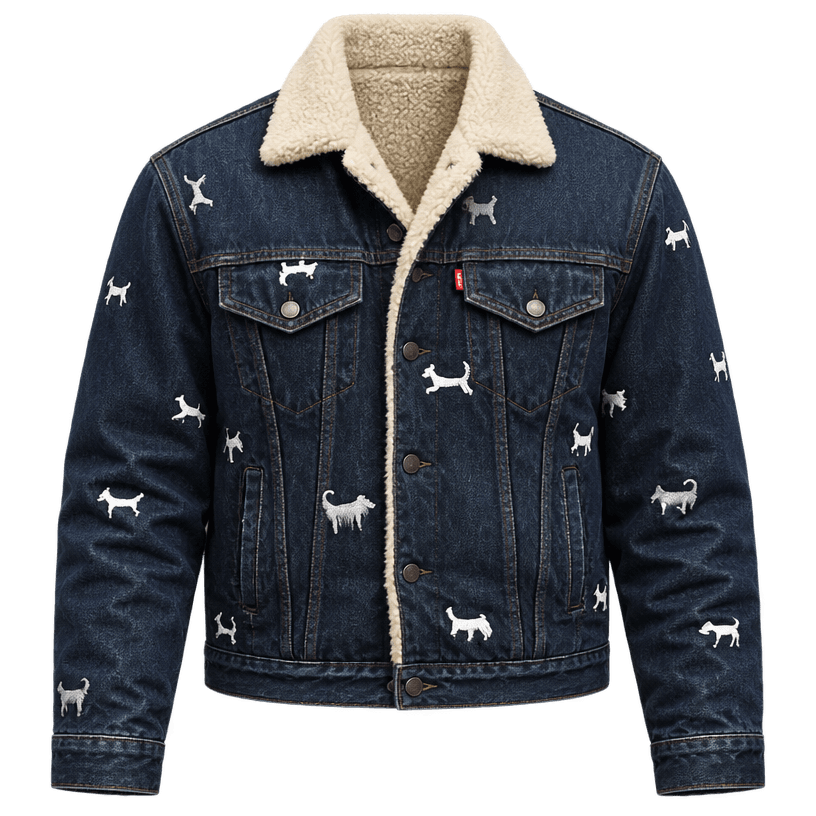 Generated item image of relaxed dark indigo blue cropped denim jacket