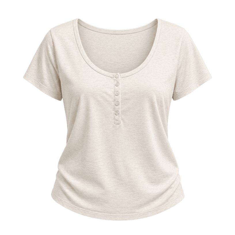 Generated item image of relaxed off-white scoop neckline light knit jersey short-sleeve top