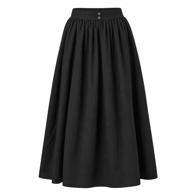 Generated item image of relaxed black gathered waist light woven fabric skirt