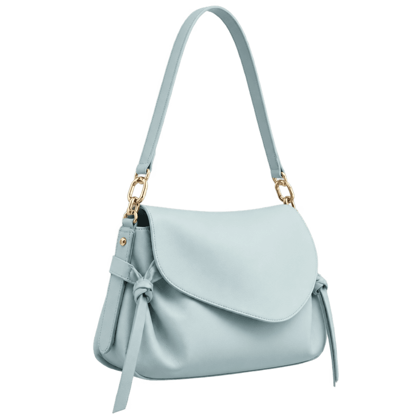 Generated item image of pale blue structured smooth leather-like material shoulder bag
