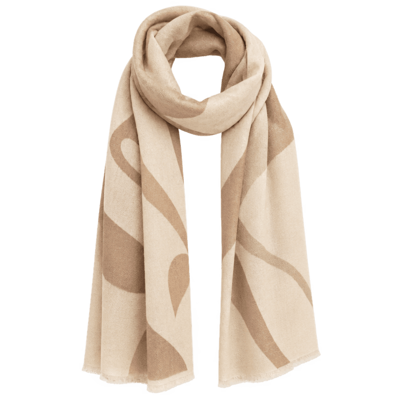 Generated item image of relaxed cream and beige subtle print soft woven fabric scarf