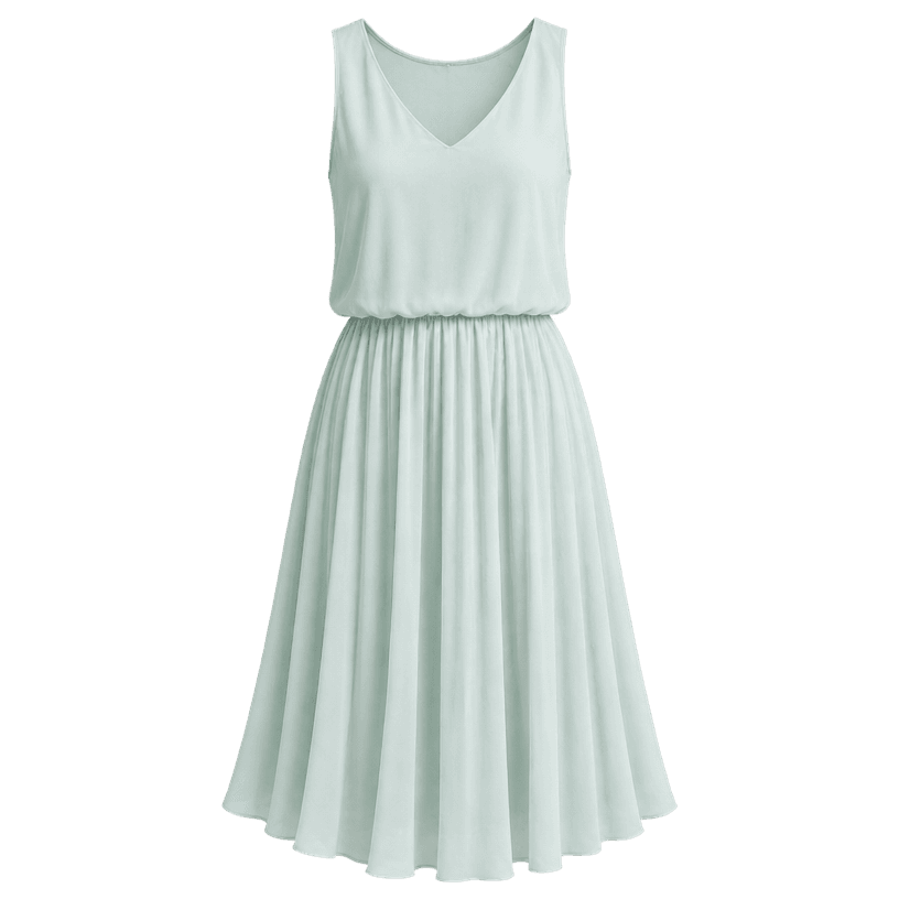 Generated item image of relaxed pale mint pleated lightweight woven fabric dress