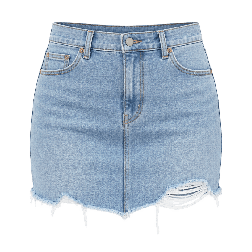 Generated item image of fitted light blue mini denim skirt