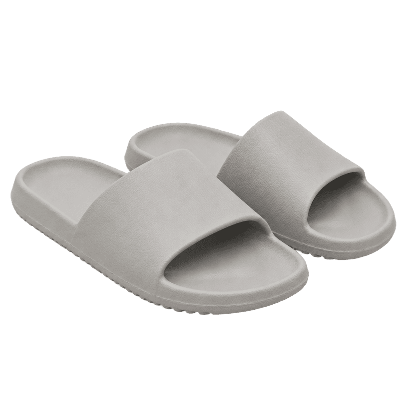 Generated item image of relaxed light grey open toe slide sandal