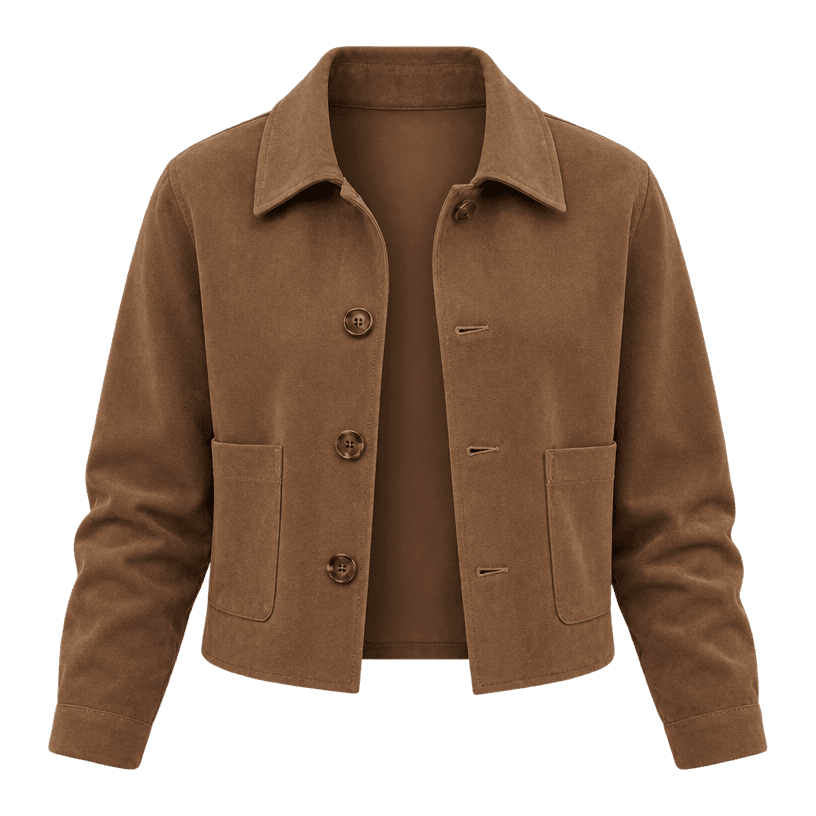 Generated item image of relaxed warm brown cropped brushed fabric jacket