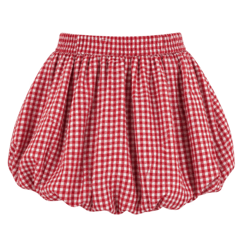 Generated item image of relaxed red and white gingham woven cotton skirt