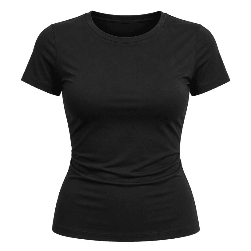 Generated item image of fitted black short-sleeve smooth jersey knit top