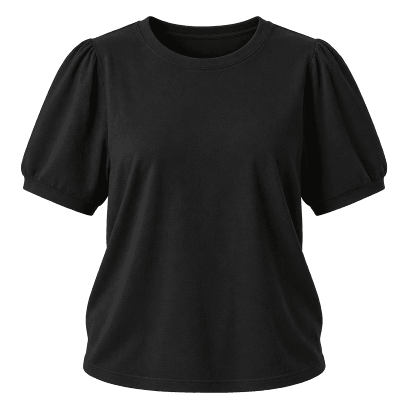 Generated item image of relaxed black crew neck soft knit jersey short-sleeve top